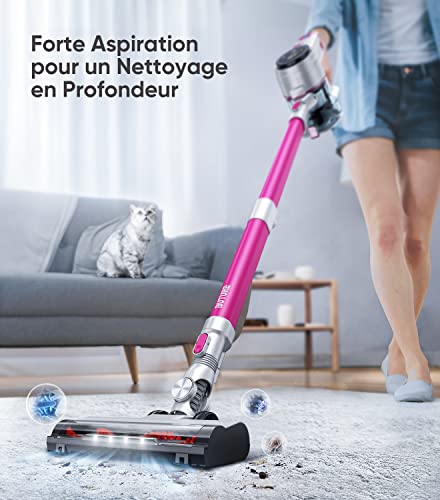 Aspirateur Balai sans Fil, BuTure 33000Pa Aspirateur sans Fil Puissant avec 55 Min d'Utilisation & Écran Tactile, Capacité 1L, Aspirateur Balai 400W pour Tapis/Poils Animaux/Sol Dur - Image 3
