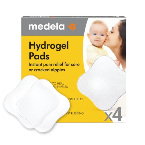 Medela Hydrogel Pads – Linderung und Kühlung für wunde oder rissige Brustwarzen – Steril, einzeln verpackt – 4er Pack – Ansicht 1
