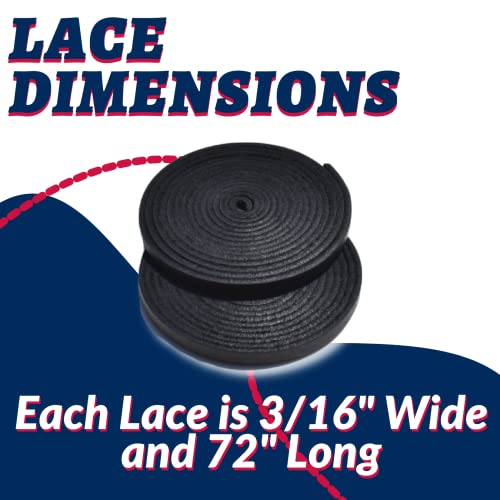 Covey Baseball Glove Lace For Baseball & Softball Mitts - (2 Laces, Multiple Colors) - Genuine American Leather Glove Lacing Kit, 72" Length X 3/16" Width For Repair & Relacing (Black, Chrome) #TOP5