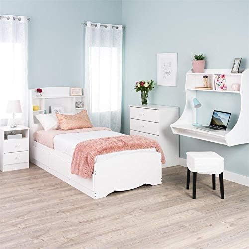 Prepac Astrid 2-Drawer Nightdstand with Acrylic Knobs, White