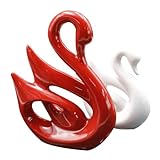Décoration cygne pour la maison : cet ornement est fabriqué en porcelaine blanche de haute qualité, à la fois esthétique et pratique. cygne rouge et blanc décoratif