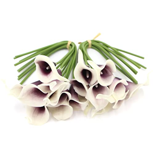Shsycer 18Pcs Artificial Calla Lily Lilies Silk Flowers Arrangement For Home Garden Hotel Party Event Christmas Wedding Gift Decoration Artificial Flowers Calla Lily,Purple In White Foldable Stem #TOP5