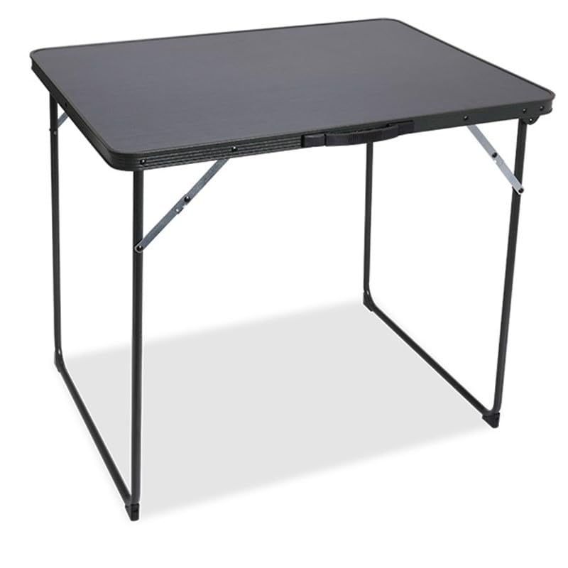 Quest Burford Superlite Folding Camping Table – 80 × 60 cm, Folding Legs & Carry Handles, Powder-Coated Steel Frame, Showerproof Black MDF Top, Easy Setup, 20 kg Load Capacity