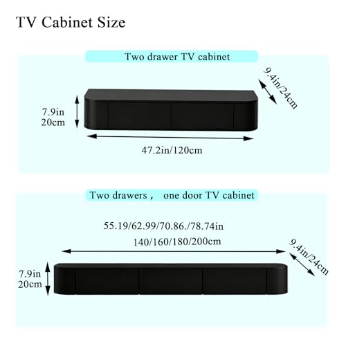 Image of 70.8in Floating TV Stand,Floating TV Cabinet, Solid Wood Floating TV Stand, Wall Entertainment Center with Storage Cabinets and Flip Down Doors, Floating for Living Room Bedroom Office