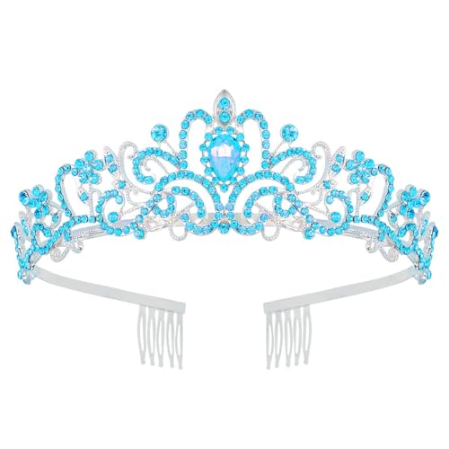 Tiara Crown for Women, Headband Hair Accessories for Birthday Wedding Party Costume Blue