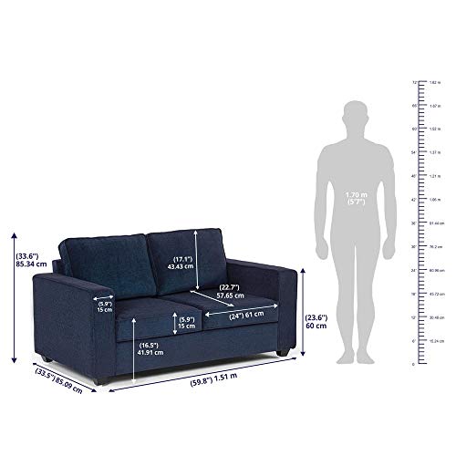 Image of Wakefit Sofa Set | 3 Year Warranty | Sofa 2 Seater, 2 Seater Sofa for Living Room, Wooden Sofa Set, Couch Sofa for Living Room, Sofa for Living Room - Napper(Malphino : Cobalt Blue)