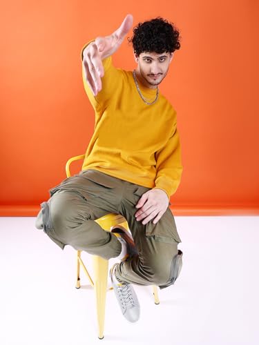 Image of The Indian Garage Co Men Oversized Solid Crew Neck Overhead Sweatshirt