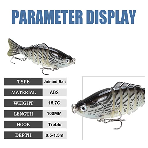 Fishing Lures For Bass, Jazalic Segmented Hard T-Tail Multi-Joint Lures Slow Sinking Lures For Saltwater Freshwater Trout Salmon Pike Walleye Fishing Lures (B) #TOP4