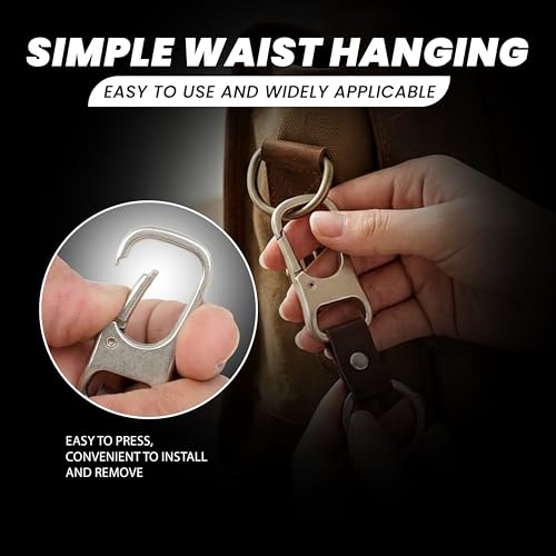 Image of Storite Premium Metal Carabiner Keychain with Leather Strap - Heavy Duty Clip Hook Key Holder with Key Ring for Car, Bike & House Keys, Belt Loop Organizer for Men & Women (Modern)