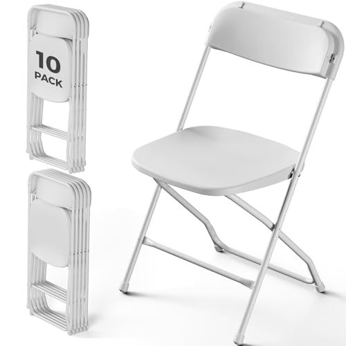 Folding Chairs 10 Pack, White Folding Chairs for...