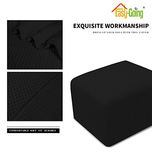 Cubierta otomana elástica negra protector de muebles rectangular y funda de taburete plegable 5
