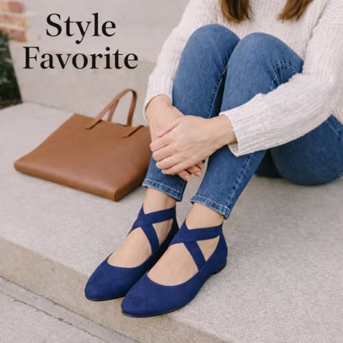 Image of EMMA NEW YORK Ankle Strap Flats for Women, Women Flat Ballerina Shoes, Women's Ballet Flats with Strap
