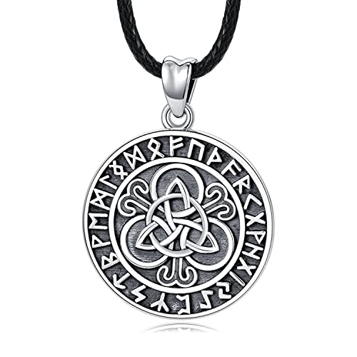 Wikinger Kette 925 Sterling Silber Keltische Viking Anhänger Halskette Vegvisir Rune Schmuck Geschenke für Damen Frauen Männer Cover