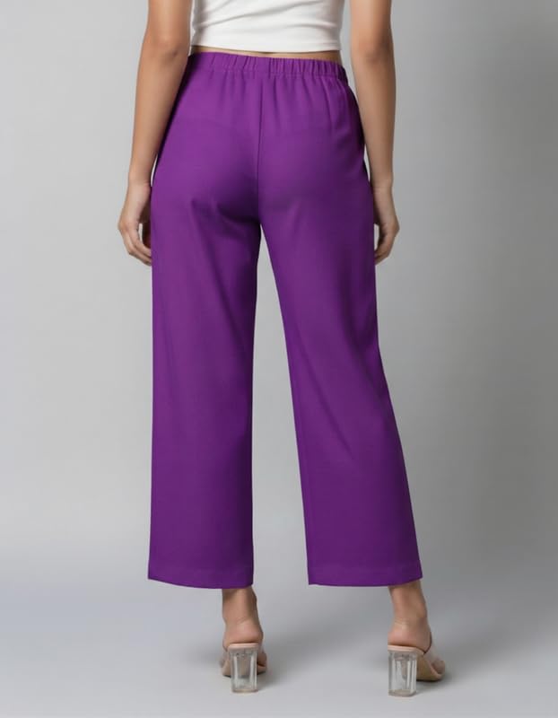 Image of Moirai Pure Cotton Wide Leg Women Trouser Stylish Mid Rise Relaxed Straight Fit Loose Pants Casual Travel Office Formal Wear