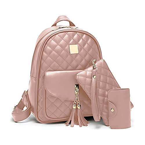 Catálogo para Comprar On-line Accesorios para Dama comprados en linea. 43 Mochilas para Mujer, 3 Piezas Mochila de Cuero de Moda Casual, Bolsos de Cuero PU, Mochila Monedero para Dama y Chicas, Bolsa de Viaje Informal para Mujeres y Niñas (Rosa)