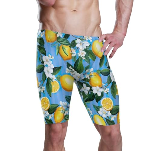 Lemon Flowers Men's Swim Jammers Racing & Training Swimsuit Fast, Flexible,Comfortable XXXL B0401751