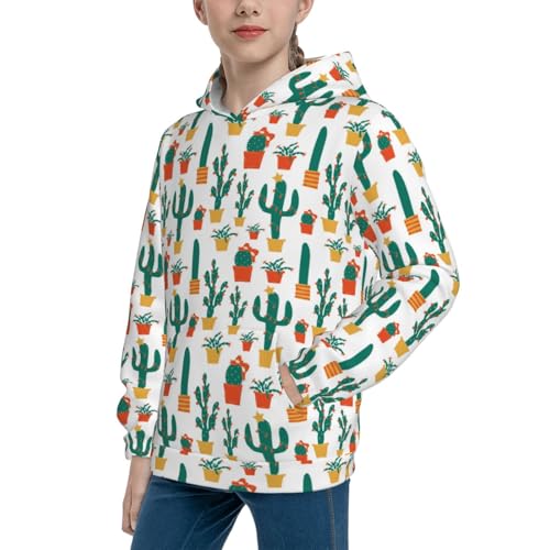 Christmas Cactus Kid Hoodies Boys Sweatshirts Girls Pullover with Pocket2