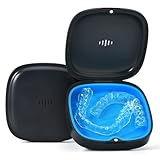 Gaboolo Retainer Case Slim Aligner Case with Vent Holes Removable Inner Tray Silicone for Easy Cleaning (1Pack Black Blue)