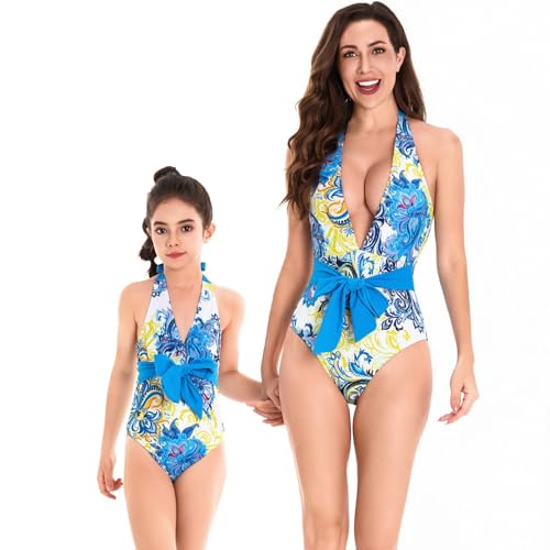 Trajes de baño dos piezas rayas floral verano para conjunto familiar