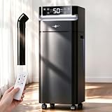 5.8Gal/22L Humidifier Large Room Bedroom Home Whole House 2500 sq.ft, Black | Flame Light, Night Light, Whole House Humidifiers for Bedroom Top Fill, Extension Tube, Plants, Kids, Adults