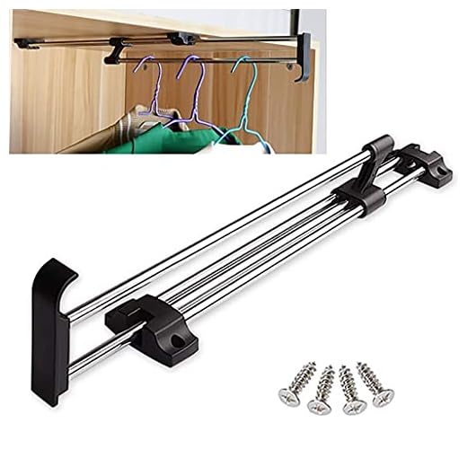 Metall utdragbar garderobsstång klädställ, infällbar klädhängare, klädhängare för garderob 25cm/35cm/50cm (storlek: 35cm)