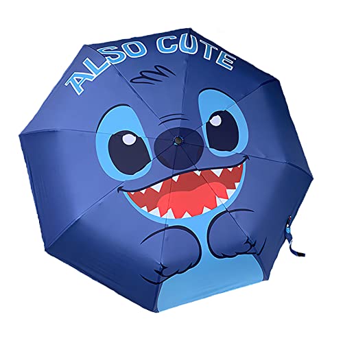 Yjzining Cartoon Umbrellas Auto Open Folding Kawaii Umbrella Waterproof Anti-Uv Protection Umbrella Strong, Mini, Portable Umbrella (Blue-1) #TOP1