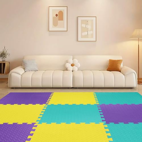 Image of EASYHOME Interlocking Mat - 12mm Thick | 60x60cm 9 Tiles (36 Sq Ft Area) for Kids | Soft & Protective Puzzle Mat for Baby Crawling, Playroom & Exercise