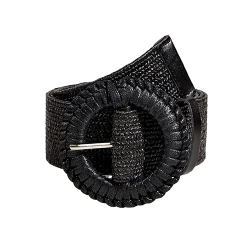 Straw Woven Belt Square Buckle Rubber Band Waist Seal is Suitable for Daily Wear