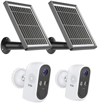 ZOSI 2 Pcs Solar Battery WiFi Security Camera Kit, 2-Way Audio,1080P ...