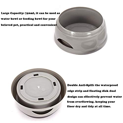 Love Dream No Spill Dog Water Bowl, No Drip Slow Water Feeder Dog Bowl No Slip Vehicle Carried Pet Water Dispenser 25 oz with Floating Disk Slow Drinking Bowl for Dogs Cats (Gray)