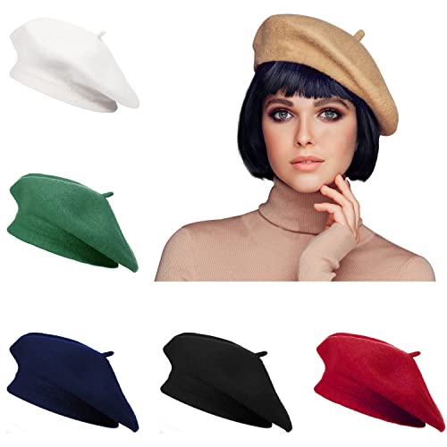 Jolbndcv 6 PCS Beret Hat French Beanie Hat Outdoor Hat Winter Hat Fashion Lady Hat (Khaki, Black, red, Navy, Brown, Green, Large) Jolbndcv 6 PCS Beret Hat French Beanie Hat Outdoor Hat Winter Hat Fashion Lady Hat (Khaki, Black, red, Navy, Brown, Green, Large)