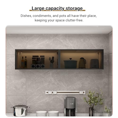 Vitrina de pared de cristal con luz para salones que ahorran espacio 7