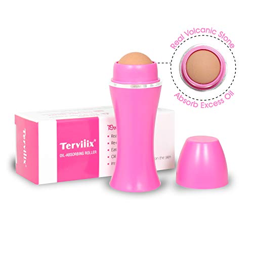 Terviiix Volcanic Oil Absorbing Roller Facial Skin Care Tool Oil Control Stick, Pink