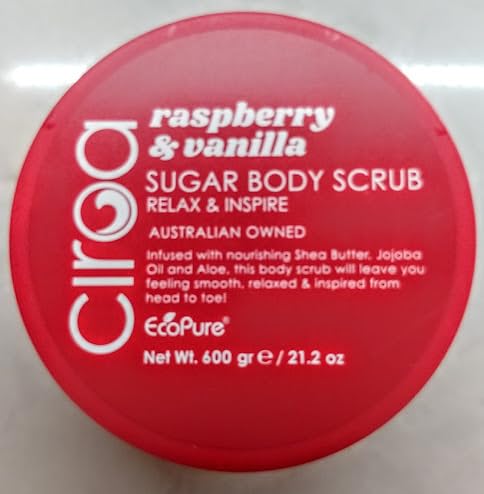 Ciroa, Raspberry & Vanilla, SUGAR BODY SCRUB, 21.2 oz (600gr), Relax & Inspire (Pack of One)