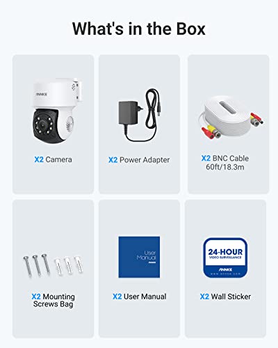 Annke 2Pack 1080P 2Mp Ahd Cctv Home Surveillance Dome Pt Camera With 350° Pan And 90° Tilt, 100Ft Ir Night Vision, Ip65 Weatherproof Security Add–On Cam For Outdoor Use, Wide Compatibility - Apt200 #TOP6