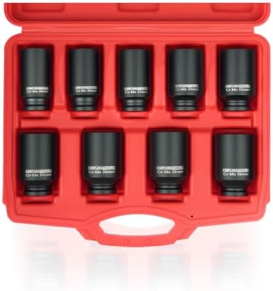 DAYUAN 9 Pcs Axle Nut Hub Impact 1/2- Inch Drive Socket Set 29mm 30mm 31mm 32mm 33mm 34mm 35mm 36mm 38mm