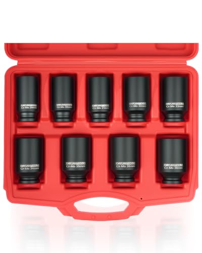 Lot de 9 douilles à impact 1/2' 29 30 31 32 33 34 35 36 38 mm