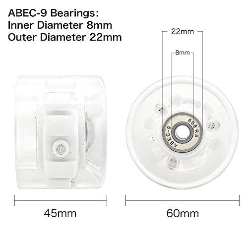 Nezylaf 65Mm/60Mm 82A Skateboard Wheels With Bearings Installed 6 Lights Light Up Spitfire Longboard Street Trucks #TOP2