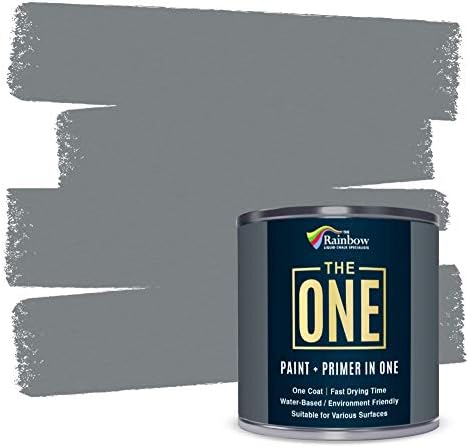 THE ONE Paint & Primer: Most Durable Furniture Paint, Cabinet Paint, Front Door, Walls, Bathroom, Kitchen, Tile Paint and More - Quick Drying Paint for Interior/Exterior (Dark Grey Matte, 250ml.)