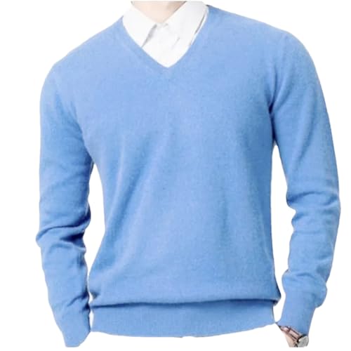 Hamthuit Mens Knitted V Neck Sweater Slim Fit Long Sleeve Pullovers Solid Color Sweater