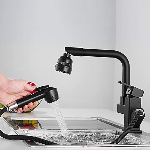 Grifos de cocina con pistola rociadora telescópica de latón y mezcla monomando de agua fría