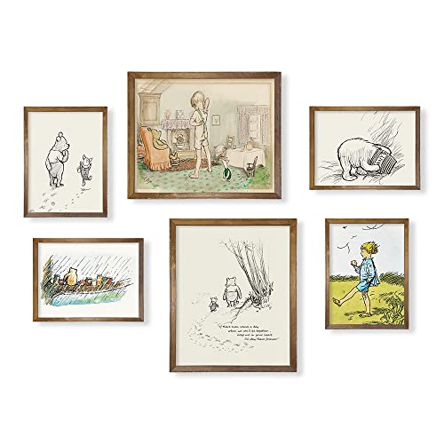 Image of Winnie The Pooh Nursery Wall Art - Gifts for Winnie Fans Lover - Vintage Hundred Acre Wood Poster - Toddler Room Decor - You Are Braver Than You Think - Motivational Quote for Kids Little Boys Bedroom
