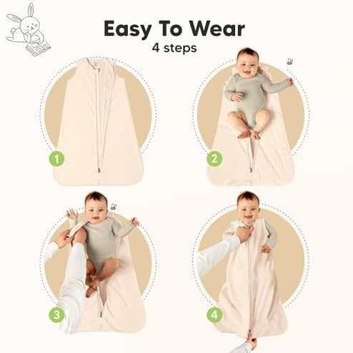 2-Pack Baby Sleep Sacks, Zipper Wearable Blanket - 100% Organic Cotton 0.5TOG, Soft Lightweight Toddler Sleeping Sack 6-12 months, Easy to Wear Newborn Swaddles Sleepsack (Ecru, M) - 2