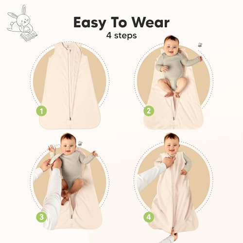 Image of 2-Pack Baby Sleep Sacks, Zipper Wearable Blanket - 100% Organic Cotton 0.5TOG, Soft Lightweight Toddler Sleeping Sack 12-24 months, Easy to Wear Newborn Swaddles Sleepsack (Ecru, L)