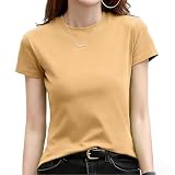 [AEZE] tシャツ レディース 半袖 クルーネック 着痩せ 通気性 吸汗速乾 弾性 刺繡ロゴ 丸首 無地 春夏 おしゃれ きれいめ