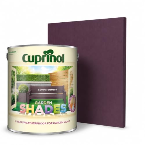 Image of DUAYRA Garden Shades Paint Summer Damson 1L, Exterior Wood Stain Matt Finish for Furniture, Sheds, Planters, Benches, Minimum 2 Coat, Water Based Fence Paints (Summer Damson, 1 Liter)