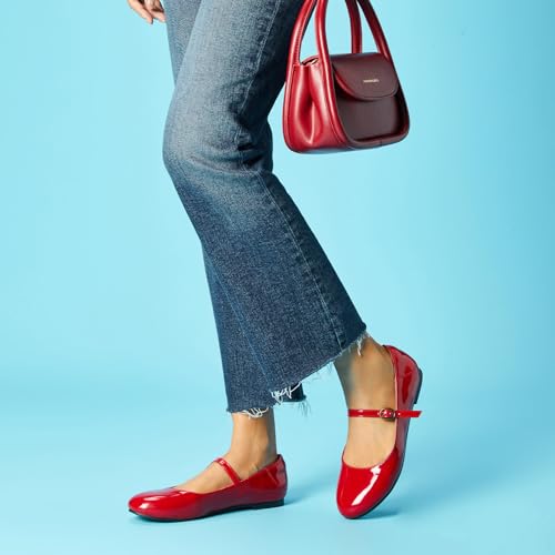 Image of Rekayla Flats for Women Mary Jane Shoes Women Round Toe Ballet Flats with Buckle Strap Comfortable Dress Shoes for Work Casual Daily Wear
