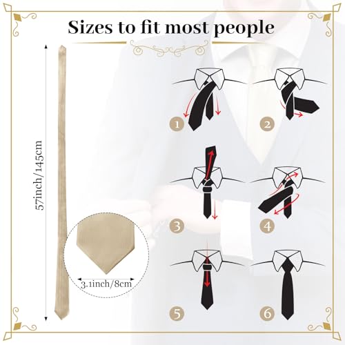 Image of Syhood 6 /12 /24 Pcs Men Ties Set Solid Satin Pure Color Business Formal Necktie Tie 57 inch for Men Occasion Wedding