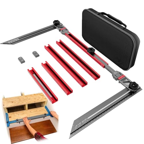 Stair Tread Jig Tool With Adaptable Sizes - Aluminum Alloy, Template Fixture For Staircase Builder, Measuring Gauge, Secure Structure W/Connectors
