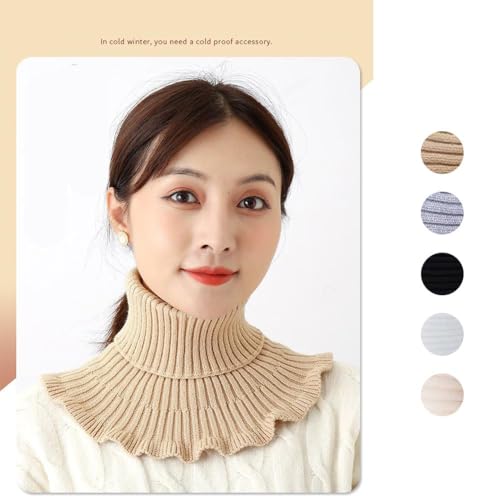 Knitted False Collar, Womens Knitted Fake Collars Elastic Turtleneck Fake Collar Winter Neck Warmer Ruffle Collar4